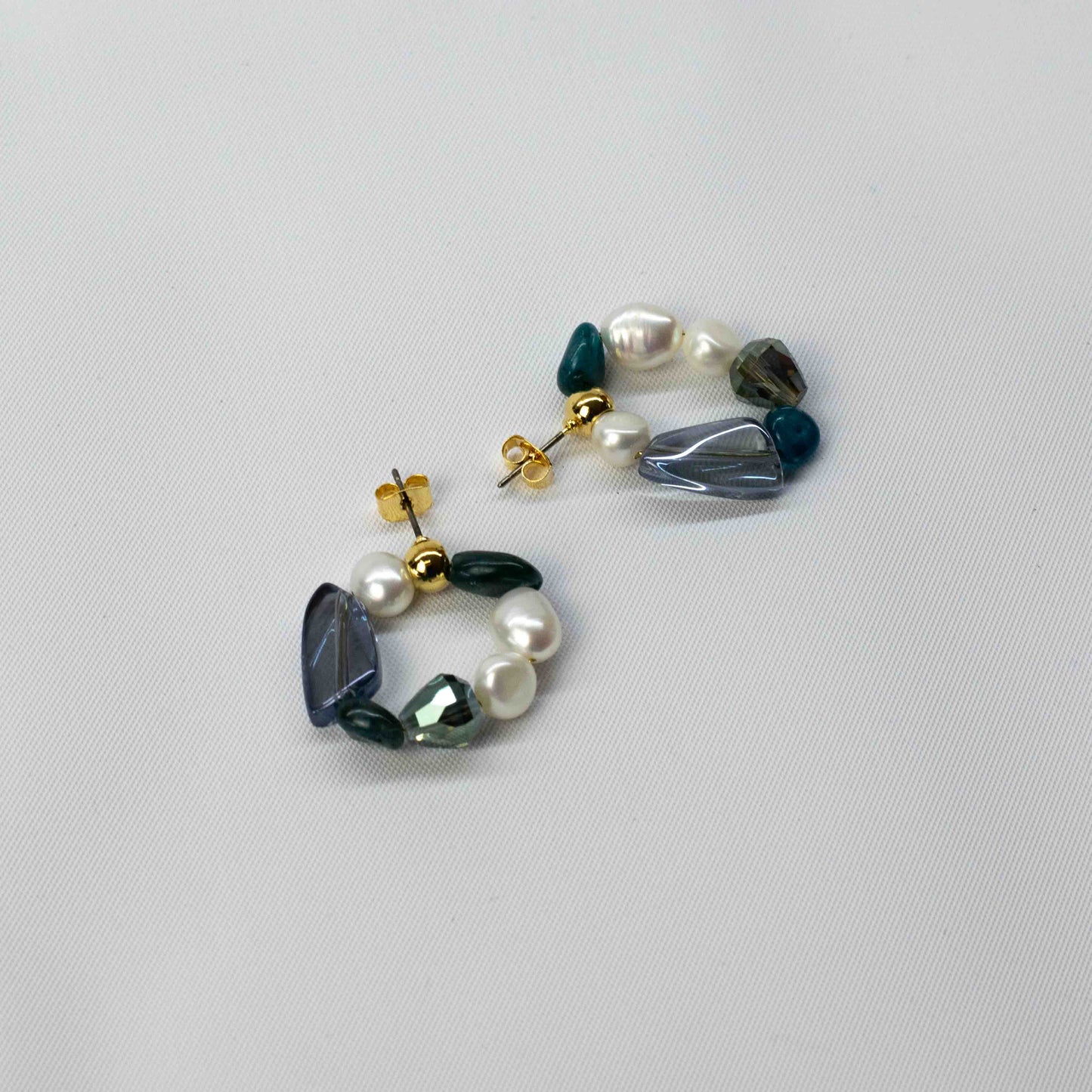 Gemstone + Pearl Earring Y08E - YIKEY CLOTHING CO.