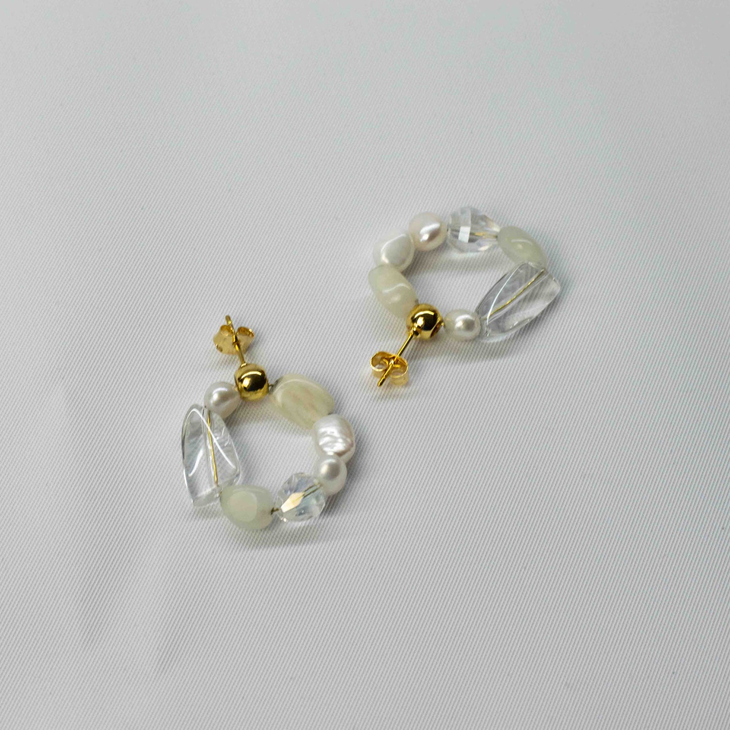Gemstone + Pearl Earring Y09E - YIKEY CLOTHING CO.