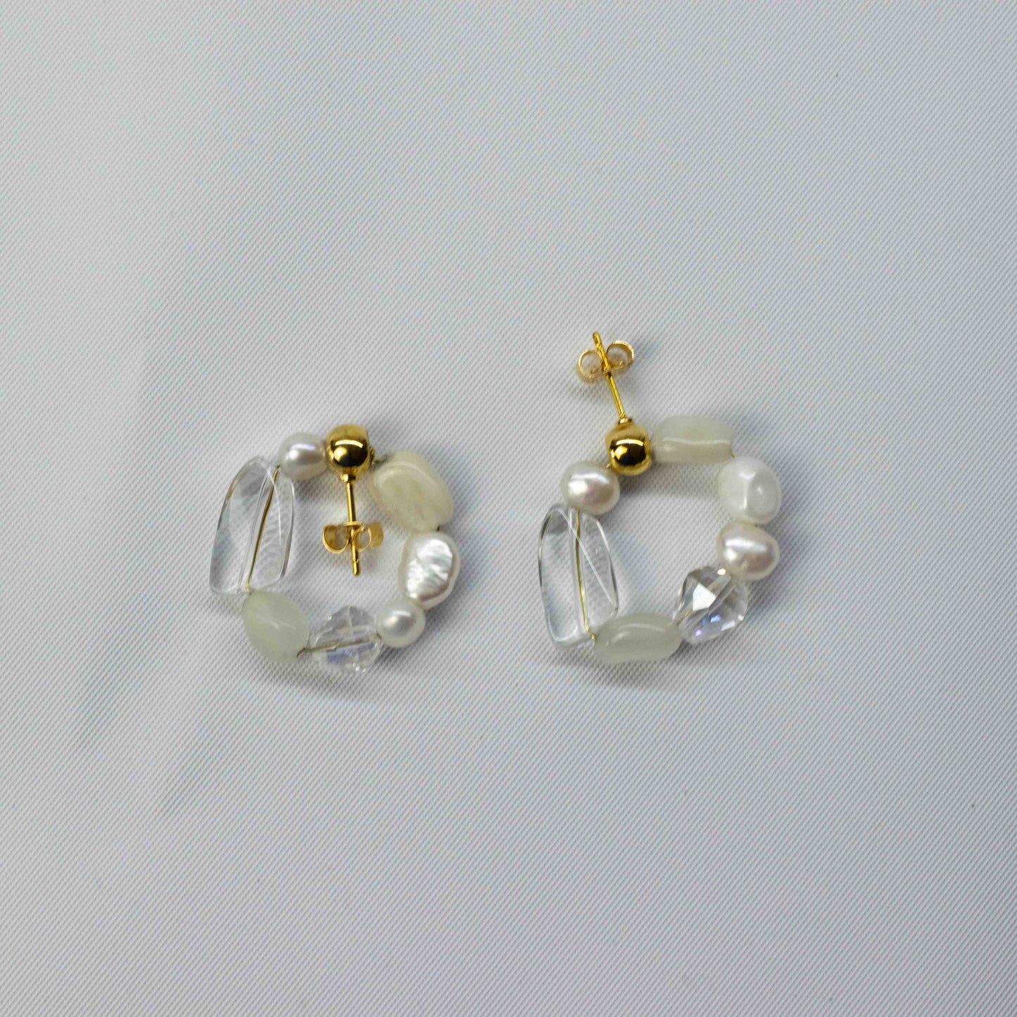 Gemstone + Pearl Earring Y09E - YIKEY CLOTHING CO.